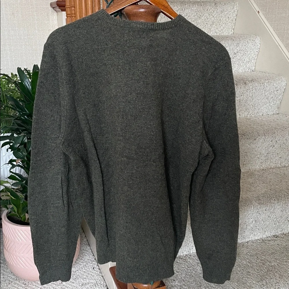 Polo by Ralph Lauren Men's Dark Green Lambswool V-Neck Sweater